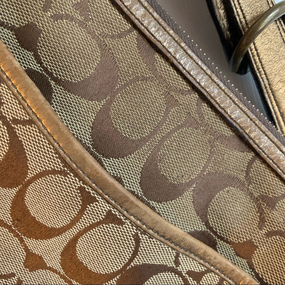 Coach Suede Leather Jacquard Logo Purse Handbag - Picture 7 of 9